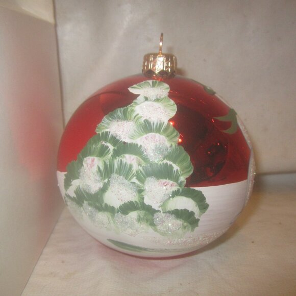 RARE VTG ANDRZEJ LARGE GLASS ORNAMENT HAND PAINTED SNOWMAN SCENE - Picture 5 of 9